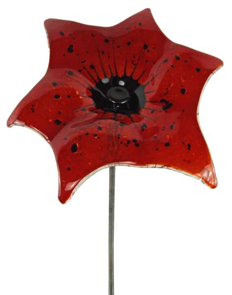 Zauberhafter Gartenstecker Glasblume rot ca. 120 cm - Gartendekoration